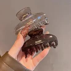 Versão coreana etiqueta de ouro carta High-End transparente cor café quadrado Grab clip feminino meia gravata cabelo tub