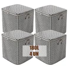 Kit4 100L 180L Caixa Saco Organizador Cobertor Casaco Guarda Roupa Ecológico Anti-Poeira Multiuso