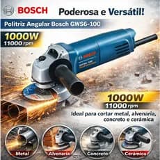 Esmerilhadeira Angular Bosch GWS 6-100 Profissional - Lixadeira 127V / 220V Ferramenta Elétrica de Alta Performance