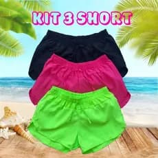 3 Short Tactel Feminino , leve e soltinho , shortinho para academia , saída de praia , moda verão , roupa de academia , Canga , bermuda tactel feminina , plus size
