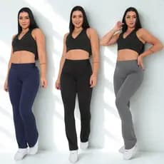 Calças legging Flare Cintura Alta Suplex Casual Boca Sino Bailarina Feminina