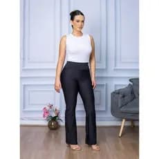 Calça Legging Bailarina Flare Peluciada Wide Leg Cós Alto e Zero Transparência