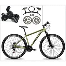 Bicicleta Aro 29 Absolute Nero 5 Verde Oliva Alumínio 21v Shimano Freio Disco Hidraulico c/Suspensão