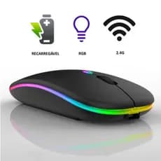 Mouse sem Fio Bluetooth Recarregável LED 2.4 Ghz