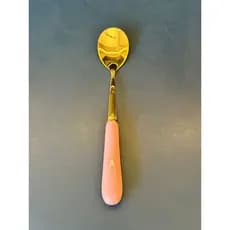 Jogo de Colheres Rosa com Dourado Cabo Ceramica 6 Peças