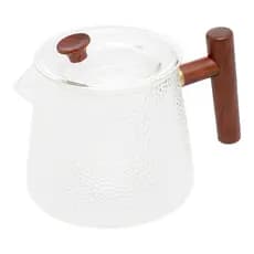 Chaleira de Vidro Borossilicato Resistente ao Calor com Alça de Bambu