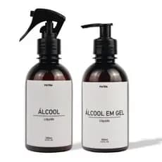 Kit álcool & álcool em gel frasco âmbar 250 ml 2 pçs PATRA