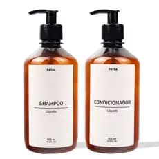 frasco para shampoo e condicionador 500ml ambar kit 2pçs para banheiro
