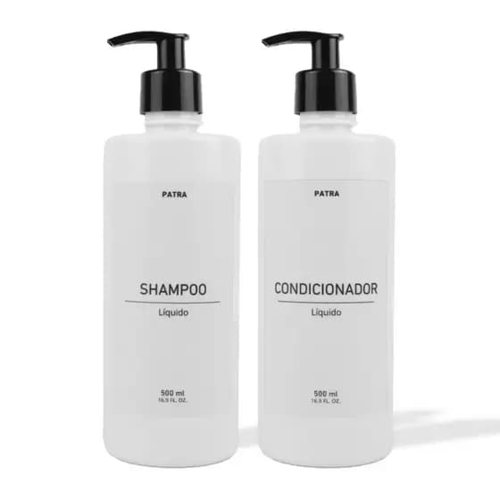 Frasco para shampoo e condicionador 500ml Branco kit 2pçs para banheiro
