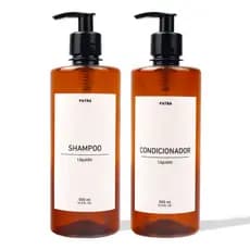 Frasco para shampoo e condicionador 500ml ambar kit 2pçs para banheiro