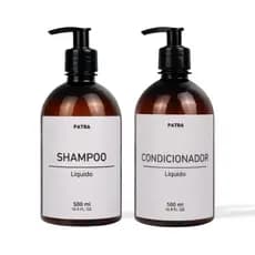 frasco para shampoo e condicionador 500ml ambar kit 2pçs para banheiro