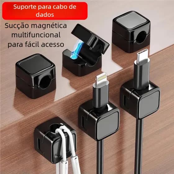 Fixador de Cabos Magnético Autoadesivo - Organizador de Fios Prático, Portátil para Celular e Notebook