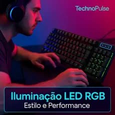 Teclado e Mouse Gamer LED RGB Ergonomico Plug and Play