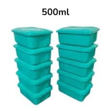 Conjunto 10 Potes 500ml Retangular Marmita fitness Frutas Pães Armazenamento Alimentos
