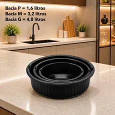 Kit 3 Bacias Plastico Multiuso Preparar Misturar Servir Alimentos