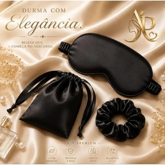 Kit Conjunto Máscara de Dormir de Seda com Design de Sombreamento Estereoscópico