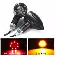 Seta Pisca Bullet Moto Bobber Custom Cafe Choper Harley luz led