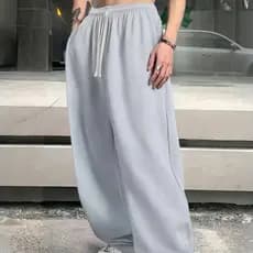 Calça Cargo Baggy Larga DE Moletom Masculina Despojada Casual Confortável Treino Forrada Lisa