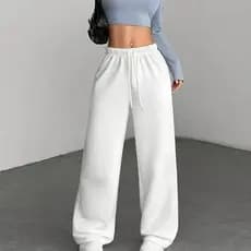 Calça Moletom Feminina Lisa Hype Baggy Desposaja Larga Casual Flanelada Ajustavel Tendencia