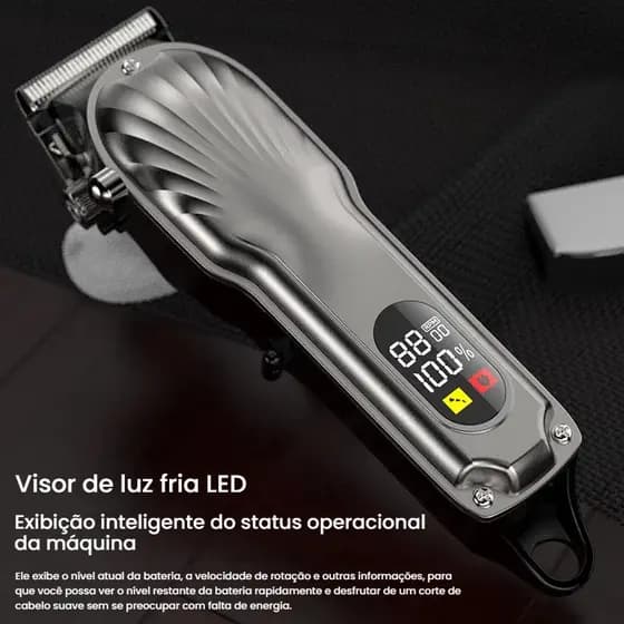 Máquina De Cortar Cabelo e Barba Profissional Portátil Recarregáve com visor LED T100