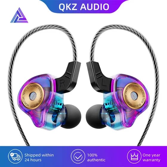 Fones de ouvido esportivos para corrida com controle de linha e microfone Qkz Ak6 Ultra Gamer Músico Com Case