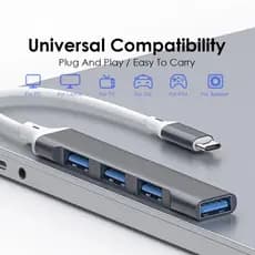 Hub USB-C USB com 4 Portas USB 3.0 + 3x USB 2.0 Expanda Suas Conexões em Alta Velocidade