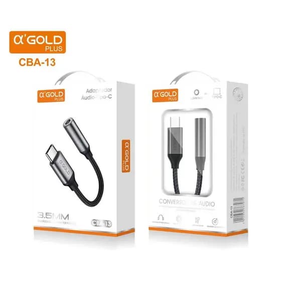 A'Gold CBA-13 Cabo Adaptador Auxiliar Tipo C Usb-c Fone Ouvido P2 P3 3.5mm microfone Samsung Xiaomi