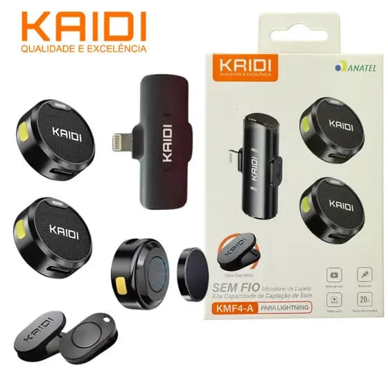 Microfone de lapela magnético duplo redondo Kaidi Lightning iphone 7 8 x 11 12 13 14 pro plus promax