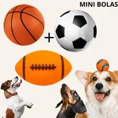 Mini Bolas Esporte Pet- Futebol Basquete Vinil Borracha  com apito -  cães filhotes e Infantil