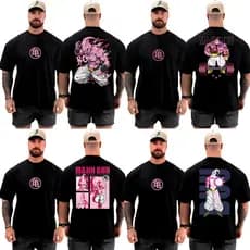 Kit com 4 Camisetas Camisas Oversized Top para Academia Treino Majin Boo Streetwear 100% Algodão