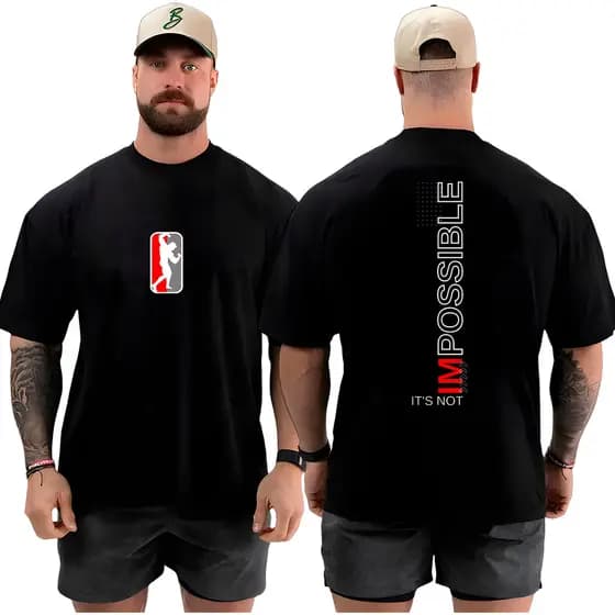 Camiseta Camisa Oversized Academia para Musculação Impossivel Grande Streetwear 100% Algodão