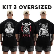 Kit com 3 Camisetas Camisas Oversized Top para Academia Treino Streetwear 100% Algodão