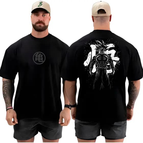 Camiseta Camisa Oversized Top para Academia Musculação Goku Streetwear 100% Algodão