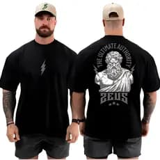 Camiseta Camisa Oversized Top para Academia Musculação Zeus Branca Streetwear 100% Algodão