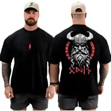 Camiseta Camisa Oversized Top para Academia Musculação Odin Streetwear 100% Algodão