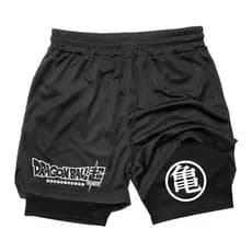 Bermuda Dry Fit Dupla com Forro Compressão Bolso Interno para Celular Dragon Ball Proteção UV