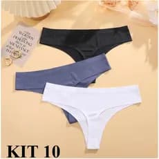 Kit 7 ou 10 Calcinhas Sem Costura Fio Dental Invisível Corte a Laser Confortável Não Marca na Roupa