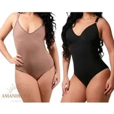 Cinta Body Modelador Suplex Sem Bojo Redutora De Medidas Com Compressão Alça Reforçada