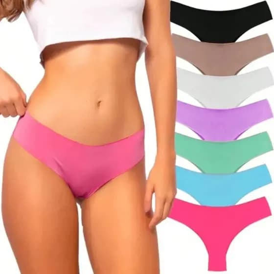 KIT 5 Calcinhas Lisa Sem Costura Não Marca na Roupa Fitness Corte a Laser Academia Invisivel