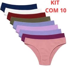 Kit 10 Calcinhas Tanga Feminina Microfibra Conforto Básica Dia a Dia com Forro de Algodão