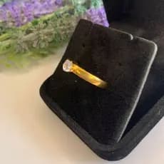 Anel Solitário Luxo Zircônia Folheado a Ouro 18K Semijoia Joia Banhado Zircônia Aliança