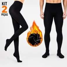 Kit 2 Meia Calças Térmica Flanelada Segunda Pele Peluciada Unissex Inverno Moto Legging Frio Neve