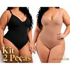 Kit 2 Body Modelador PLUS SIZE Cinta Suplex Sem Bojo Redutor De Medidas Compressão Alça Reforçada