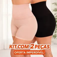 Kit 2 Shorts Anágua Modelador Alta Compressão Cintura Alta Redutor Barriga Cintura Fina na Hora Galena Levanta Bumbum