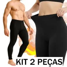 Kit 2 Calças Térmica Flanelada Segunda Pele Peluciada Unissex Inverno Moto Legging Frio Intenso Neve