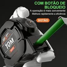 Fita Métrica Aço Carbono Fluorescente 10M/7.5m Auto Travante Alta Precisão p/ Construção - Trena c/ Trava