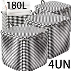 4/8pcs Organizador Sacos Dobráveis Armazenagem Roupas com Cabo Reforçado e Zíper Robusto para Cobertores 180/140/100L