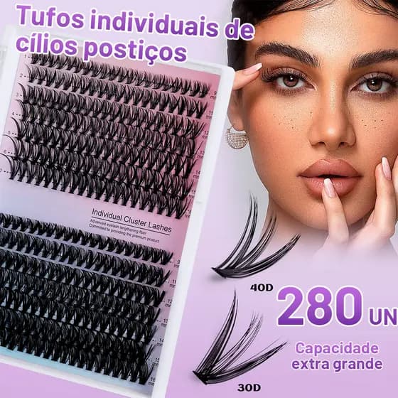 280 Clusters De Cílios Postiços – Tufo De Volume (30D + 40D) 9-16mm Extensão Profissional