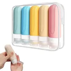 5 peças Frascos de silicone portáteis de 90 ml para viagem com suporte para armazenamento de líquidos