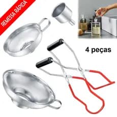 4 Pçs Clipe de Conservas de Aço Inoxidável Com Pinças de Cozinha Multifuncionais,Com funil de conservas,Ideal para Potes